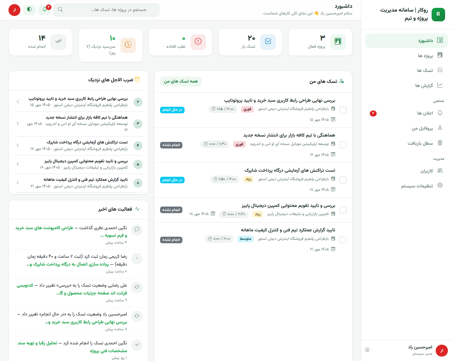 نمای داشبورد روکار