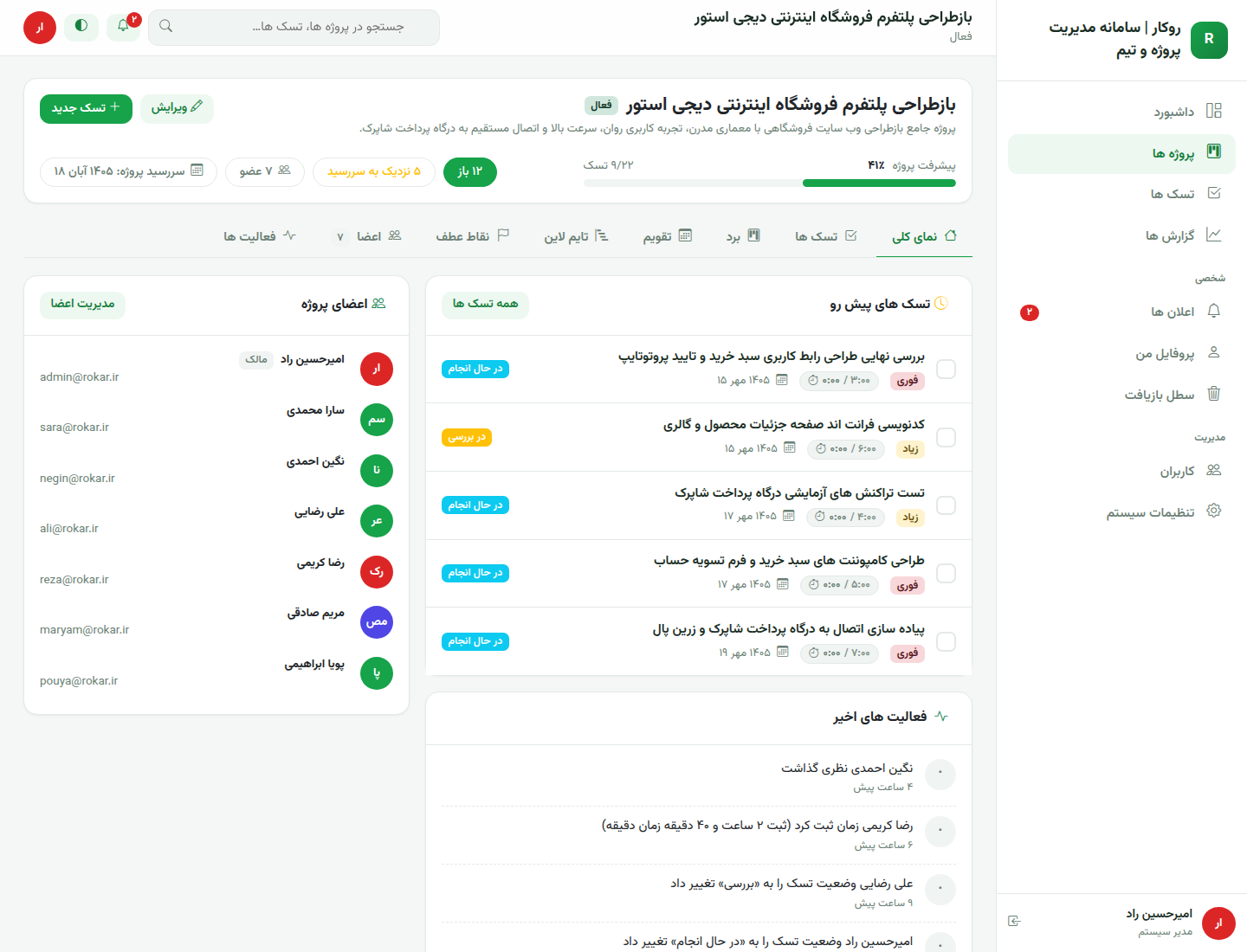نمای کلی پروژه روکار
